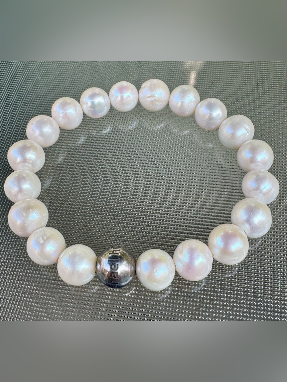 Michael Hill Stretch White Cultured Pearl Bracelet with Sterling Silver Bead